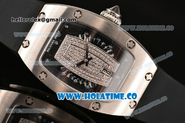 Richard Mille RM007 Miyota 6T51 Automatic Steel Case with Diamonds Dial and Black Rubber Strap - Click Image to Close